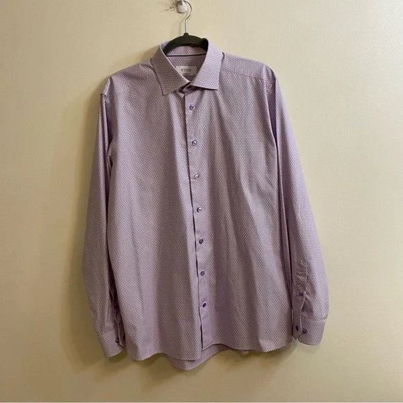 Eton | Shirts | Eton Contemporary Textured Twill Dress Shirt Mens Sz 4 16  Purple Long Sleeve | Poshmark
